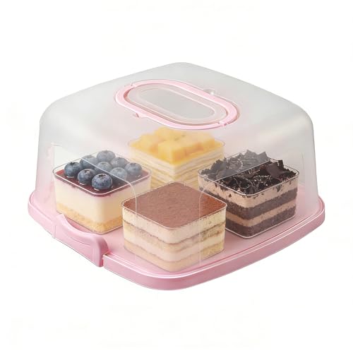 Reise-Kuchenträger, wiederverwendbare Dessert-Aufbewahrungsbox, 32 x 32 x 16,5 cm großer Behälter mit Griffdeckel, lebensmittelechter Servierhalter, Gebäck-Transportkoffer mit sicherem Verschluss, Küc