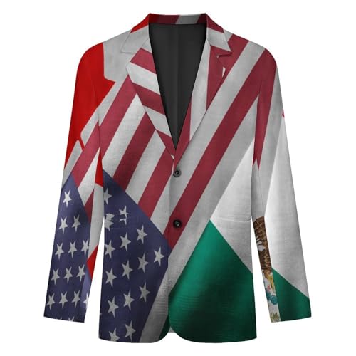 Canada United States and Mexico Flag Men's Slim Suit Long-Sleeve Prom Tuxedo Classic Two Button Business Jacket4