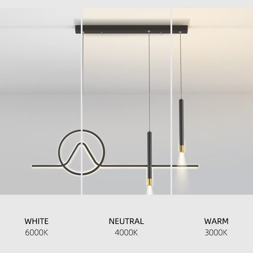 Nowoczesna lampa wisząca z długim pierścieniem z oświetleniem LED i reflektorem, metalowa lampa wisząca do jadalni, salonu i baru. Regulowana lampa sufitowa, żyrandol - złoty - A