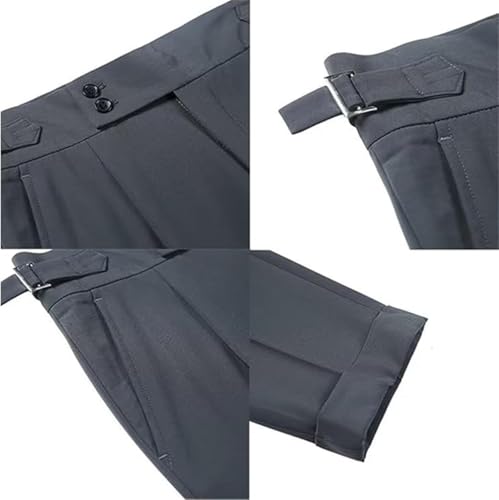 Mixgent Pants for Men,Quick Dry Pleated Dress Pants,Mens Business High Waisted Stretch Classic Fit Straight Trousers 6