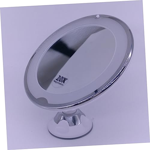Espejo de maquillaje portátil con luz LED y ventosa redondo miniatura 4