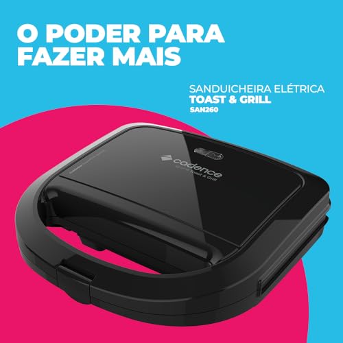 Sanduicheira Elétrica Cadence Toast & Grill, Preta, 750W, 110V, SAN260 glide