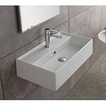 Scarabeo 5003-One Hole Teorema Rectangular Ceramic Wall Mounted/Vessel Sink, White