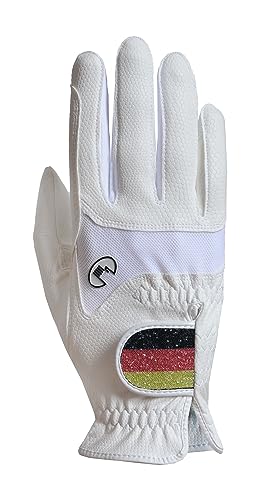 Roeckl Sports Reithandschuh Maryland, Turnier Sommer Handschuh, Weiß/Deutschland 7.5