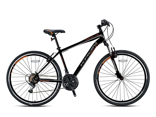 28 Zoll Herrenfahrrad Jungen Damen Mädchen Herrenrad Herren Jugend MTB Fahrrad Mountainbike Jugendfahrrad Hardtail 21 Gang Shimano Bike Rad Gabelfederung Federgabel Nomad 4.0 Schwarz Orange 18"