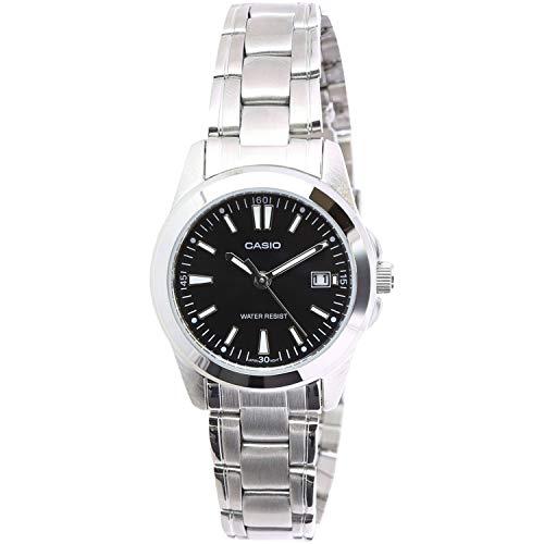 Casio Women s Analog Display Quartz Watch, Silver Stainless Steel Band, Round 26mm Case