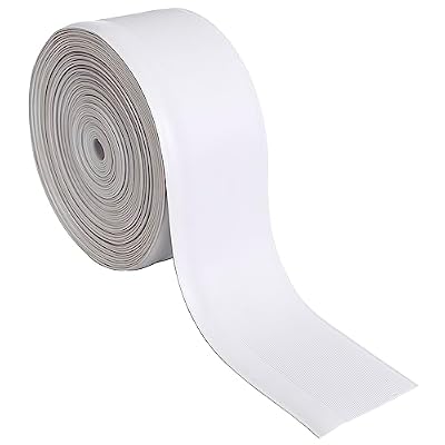 Houseables Vinyl Baseboard Trim, Rubber Wall Base Board Molding, White, 4 Inch X 60 Foot Bulk Roll, Flexible Plastic Baseboards for Garage, Basement, Bathroom, Office, Kitchen, Commercial, Cover Walls