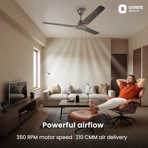 Image of Orient Electric Apex-FX 1200mm Ceiling Fan for Home| BEE 1 Star Rated Energy Efficient Fan| Rust Resistant | Strong and Powerful Motor | 2 Years Warranty by Orient | Smoke Brown - Pack of 1