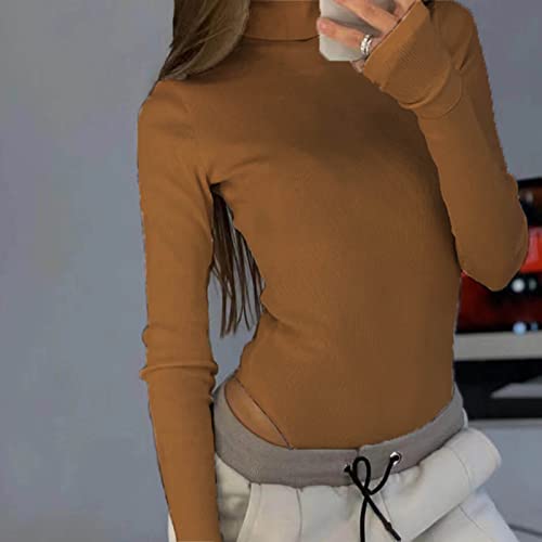 Amikadom Macacões de manga comprida para meninas adolescentes macacões de gola alta e modelador ZX,