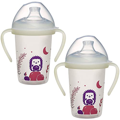 NIP Soft Trainer Cup 260 ml tasse d'apprentissage, Lot de 2, sans BPA, fabriqué en Allemagne, Fille