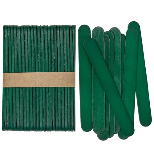CraftySticks 6 Inch Jumbo Craft Sticks Painted Green 50 Pack