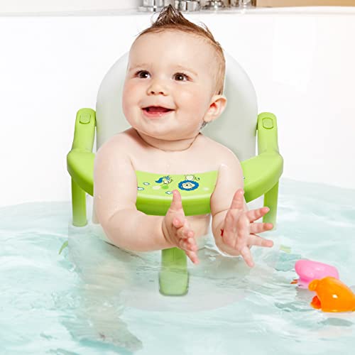 Foldable Baby Bath Seat - Non Slip Bathtub Chair for Baby Sitting Up, Wrap-Around Seat with Suction Cups - 6-18 Months (Green White)