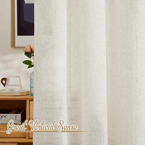 Nicetown Linen Burlap Bedroom Curtains 63 Inches Long, Grommet Semi Sheer Flax Linen Weve Drapes Privacy With Light Filtering Window Treatmentes For Kids Room, W42 X L63, Set Of 2 #TOP4