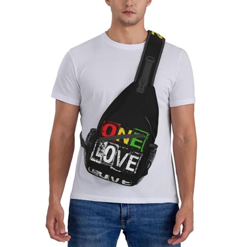 One Love Jamaican Rasta Reggae Crossbody Chest Bag miniatura 7