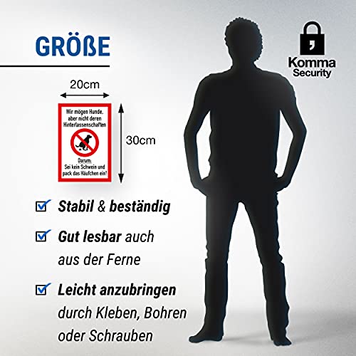 Komma Security Kein Hundeklo Keine Hundetoilette - Schild Hunde kacken verboten - Verbotsschild Hundeverbotsschild Verbot Hundeklo Hundekot Hundehaufen Hundekacke