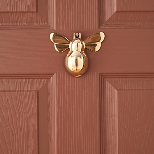 Star Rose Accents - Solid Brass Bumblebee Door Knocker 5X4.25 In. In A Beautiful Shiny Reflective Gold Finish For The Front Door. Includes Bonus Eco Friendly Seed Card. #TOP6