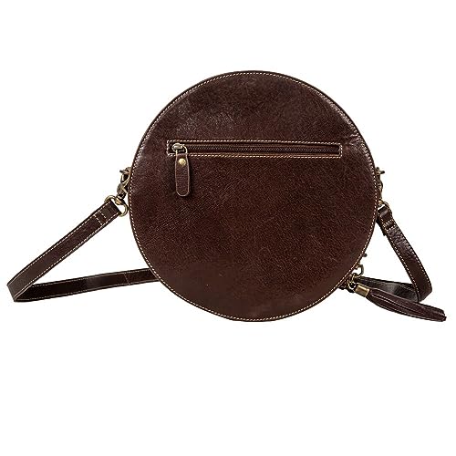 Myra Bag Western Leather Round Bag for Women, Hairon Purse Shoulder Handbag - Night Gaze2