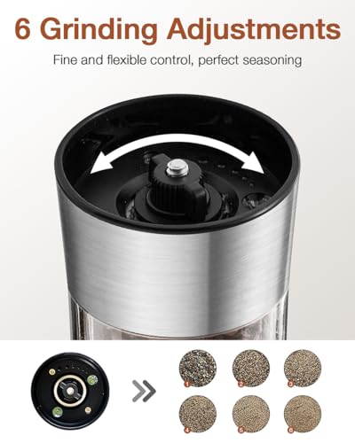 Gravity Electric Salt and Pepper Grinder Set, Automatic Mills with Rechargeable Charging Base, Built-in LED Light & Stainless Steel Body — view 4