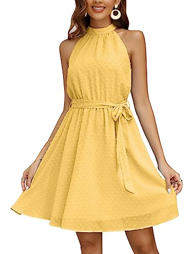 Clearlove Damen Ärmellos Kleid Sexy Neckholder Sommerkleid Chiffon A-Linie...