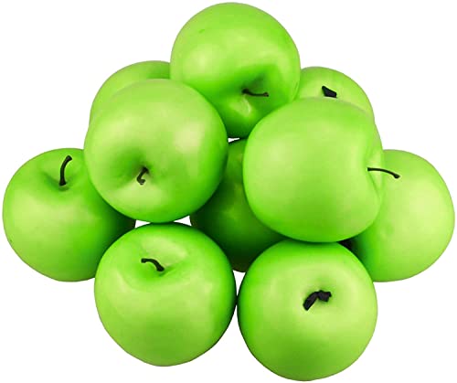 Image of Ulalaza 10pcs Green Apple Fake Fruit Artificial Realistic Model Lifelike Decorative Fruits & Vegetables for Hand Made Home, House Kitchen Party Decoration Desk Ornament