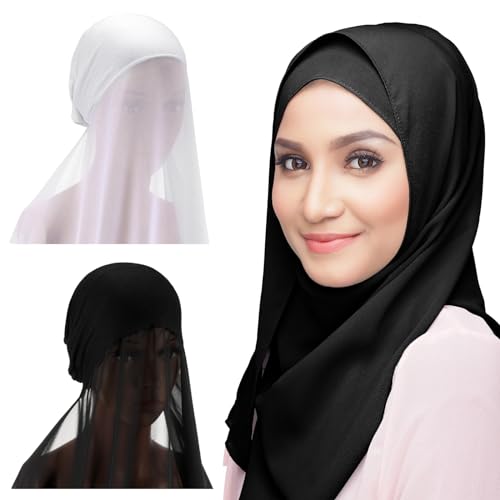 Save 13% on 2 Pcs Women Chiffon Hijab with Tie Back Under Cap
