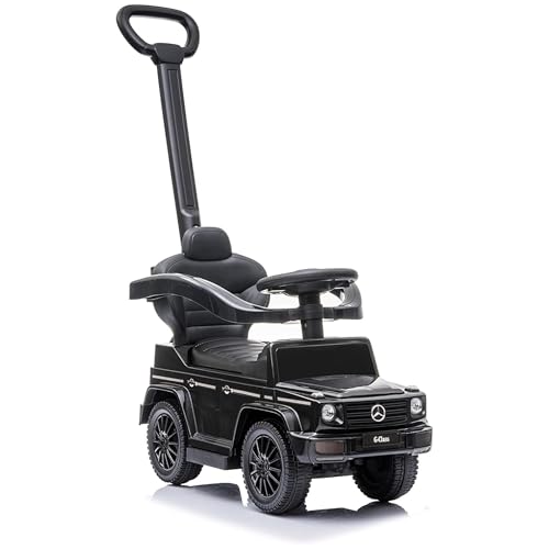 Image of Best Ride On Cars 3 In 1 Mercedes G-Wagon Push Car for Toddlers 1 to 3 Years Old, Kids Outdoor Stroller with Music, Horn Sounds, and Handle, Realistic Driving Experience, Black