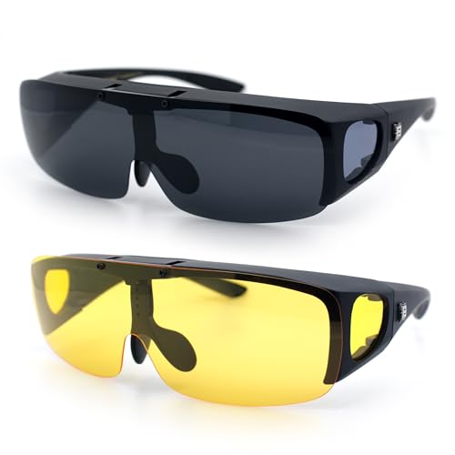 SA106 Polarized Fit Over Sunglasses Flip Up UV400 Shield Wrap Around Over Glasses (Option 5)