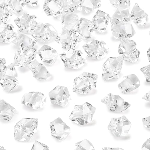 OSEYM Fake Crushed Ice Rocks Clear Irregular Fake Ice Cubes Vase Fillers Acrylic Crystals Wedding Party Table Scatters Electric Fireplace Decorations