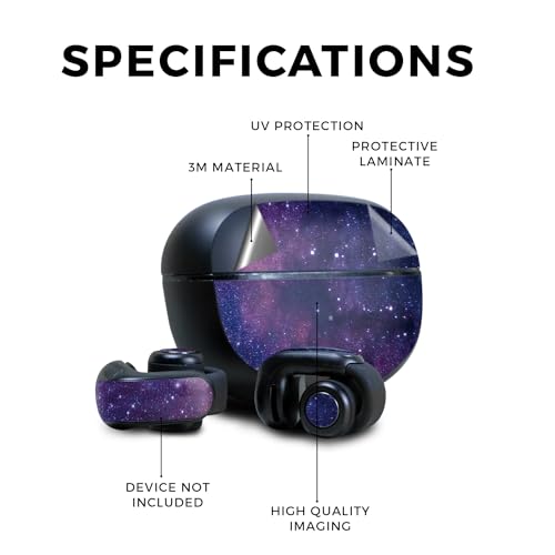 Image of Skin Compatible with Bose Ultra Open Earbuds - Violet Stars - Premium 3M Vinyl Protective Wrap Decal Cover - Easy to Apply | Crafted in The USA by MightySkins
