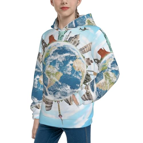World Travel Kid Hoodies Boys Sweatshirts Girls Pullover with Pocket2