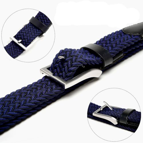 Image of Men's Stretch Braided Elastic Woven Canvas Golf Belt, multicolor,1 3 /8 inch