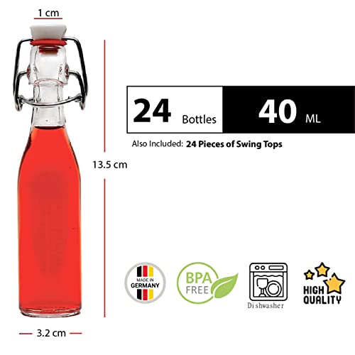 casavetro 24 x 40 ML Bouteilles vides avec étrier en Verre Rechargeables pour Le Brassage à la Maison de l'eau de vinaigre de gin (24 x 40 ML) - Image 3