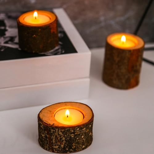 Porte-bougie réutilisable de branche en bois naturel pour centre de table - 5