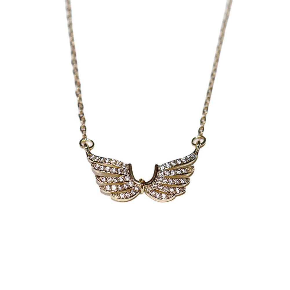 MAYIYAHO Exquisite Wing Shape Pendant Necklace with Shiny CZ for Women Wedding Engagement Party Aesthetic Necklace Fashion Jewelry