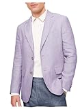 Men's Casual Linen Blend Sport Coat Lightweight Slim Fit Blazer for Summer Modern Business Casual Suit Jacket Lilac 2XL
