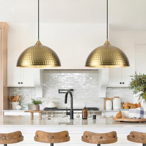 HOLOHATAL Gold Pendant Lights Kitchen Island 2 Pack, 12 Inch