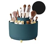 Top-spring 360° Rotating Makeup Organiser, Spinning Makeup Brush Holder with Anti-slip Mat, Make Up Storage 5 Compartments for Skincare Perfumes Cosmetics Bathroom Bedroom Stationery Storage (Green)