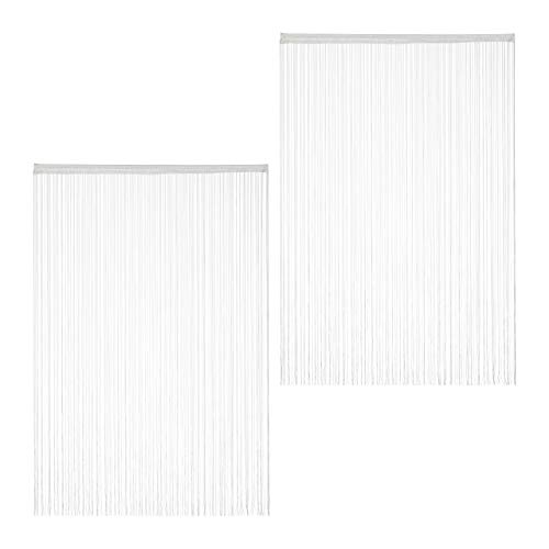 Relaxdays Fadenvorhang weiß, 2er Set, kürzbar, mit Tunneldurchzug, für...