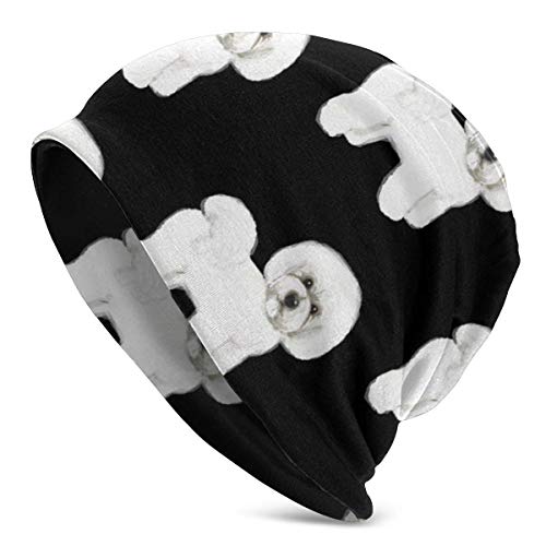 KLR6SYUI-T Bichon Frise Sombrero de Punto Slouchy Beanie Baggy Skull Cap Turban All Seasons Sombrero para Unisex