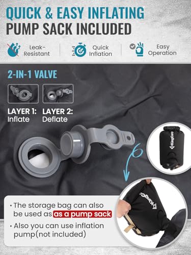 Image of KingCamp Foam Camping Pad, 4 inch Thick Inflatable Single Sleeping Pad with Pump Sack, Silent Elastic Fabric Sleep Mat for Backpacking, Tent & Car Camping