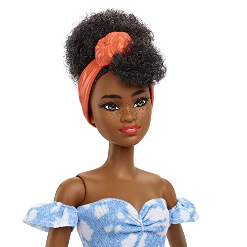 Muñeca Barbie Fashionistas #185 con vestido y accesorios miniatura 4