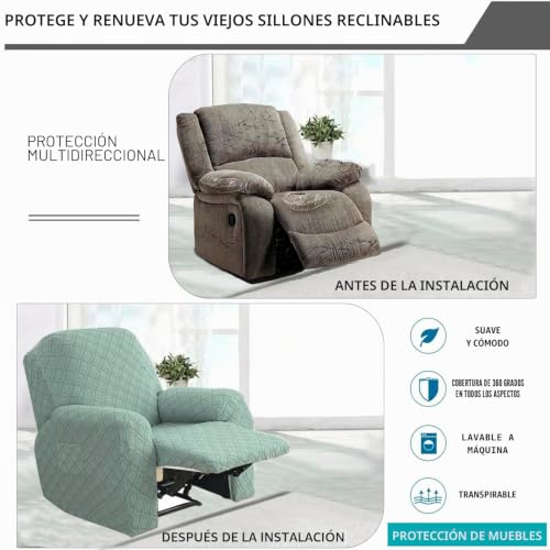 Miniatura 5 de Okuyuk Funda Para Silla Reclinable, Fundas Elásticas De 4 Piezas Para Silla Reclinable, Funda Suave Para Silla Reclinable, Protector De Muebles Para Perros Y Gatos Verde Fruta, 1 Plaza