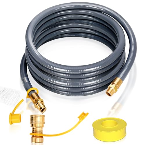 24FT 30FT 50FT 3/4 ID Natural Gas Hose 3/4 ID Natural Gas Hose with Quick Connect Fittings for NG/LP Propane Appliances Grill Patio Heaters Generators Indoors & Outdoors CSA Certified