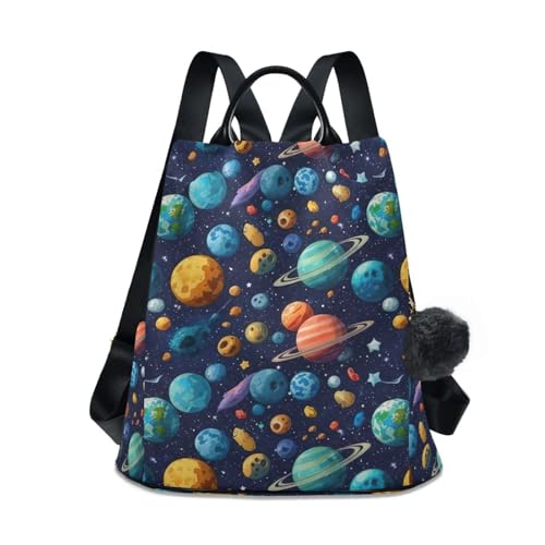 Sac à dos coloré planètes femme doté d'une poche arrière zippée