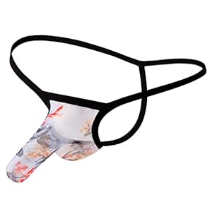 Poachers Tanga voor mannen, mooie, doorzichtige shorts, hotlipprint, onderbroek, ademend, zacht, voor liefhebbers van…