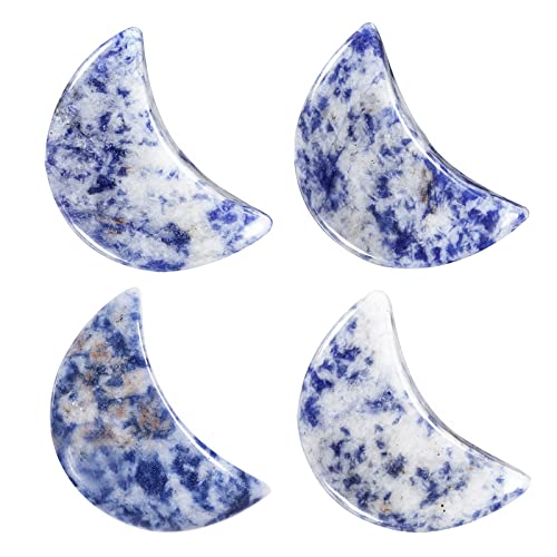 Nupuyai 4pcs Moon Shape Sodalite Crystal Palm Pocket Worry Stone Set
