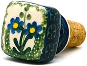 Polish Pottery Wine Stopper - Blue Spring Daisy