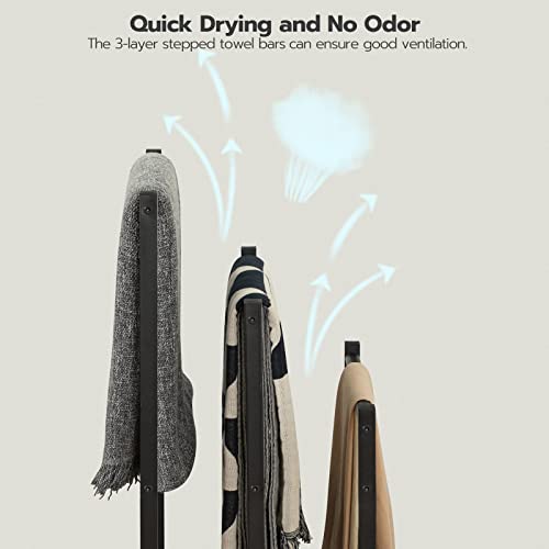 Hoobro BF03LB01 Free Standing Towel Rack, 3 Tier Blanket Rack, Blanket Holder For Bathroom, 16.9 Inch L X 11 Inch W X 31.9 Inch H, Industrial Metal Drying And Display Rack thumb #5