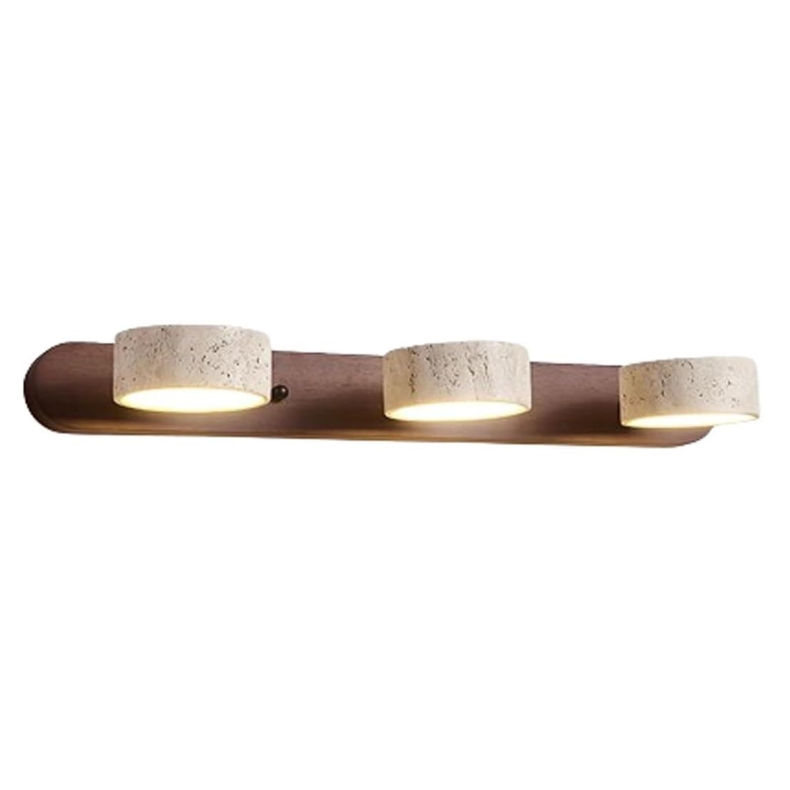 ITOSUI Wall Light Sconce 2 Light LED Wall Sconces Wabi-Sabi Travertine Wall Light Solid Wood Base Wall Mounted Light Bathroom Vanity Wall Lamp 180° Rotating Wall Lights Fixtures(Walunt,3-Light)