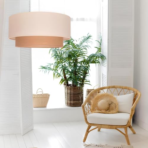 Image of AKWAY Jute Hanging Lamp | Boho Ceiling Lamp for Bedroom, Living Room | Natural Jute Pendant Light | Perfect for Living Room, Dining Room or Office Lighting - (16 inch D x 10 inch H) - Tejas